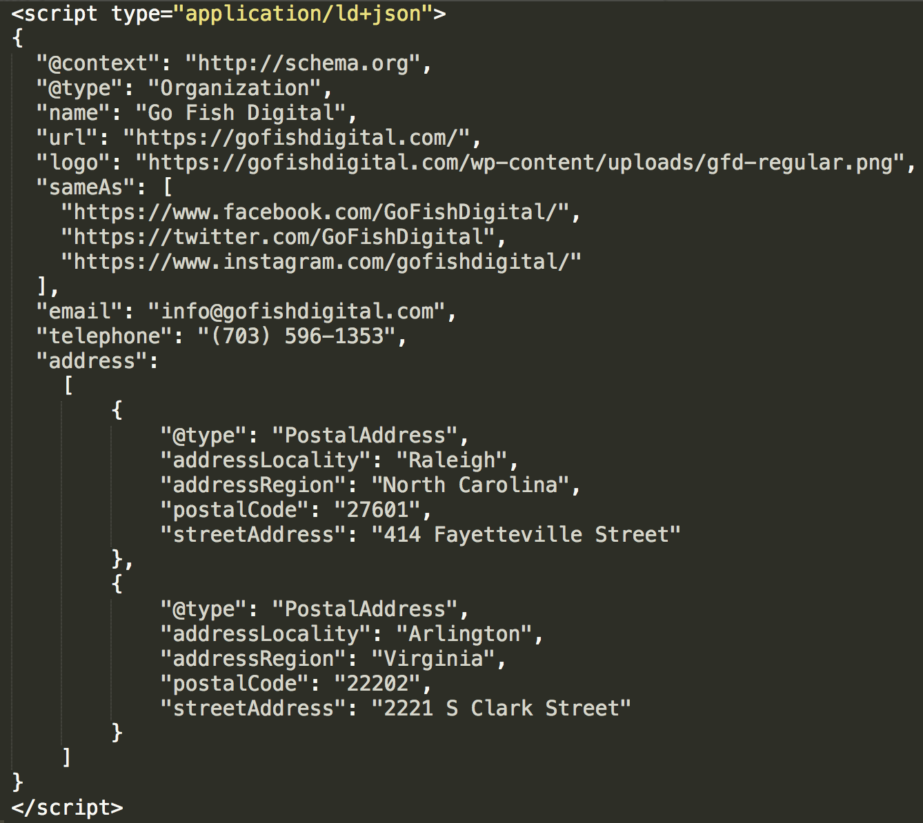 [Screenshot: Product page source code showing JSON-LD or spec table with brand, SKU, and category data]