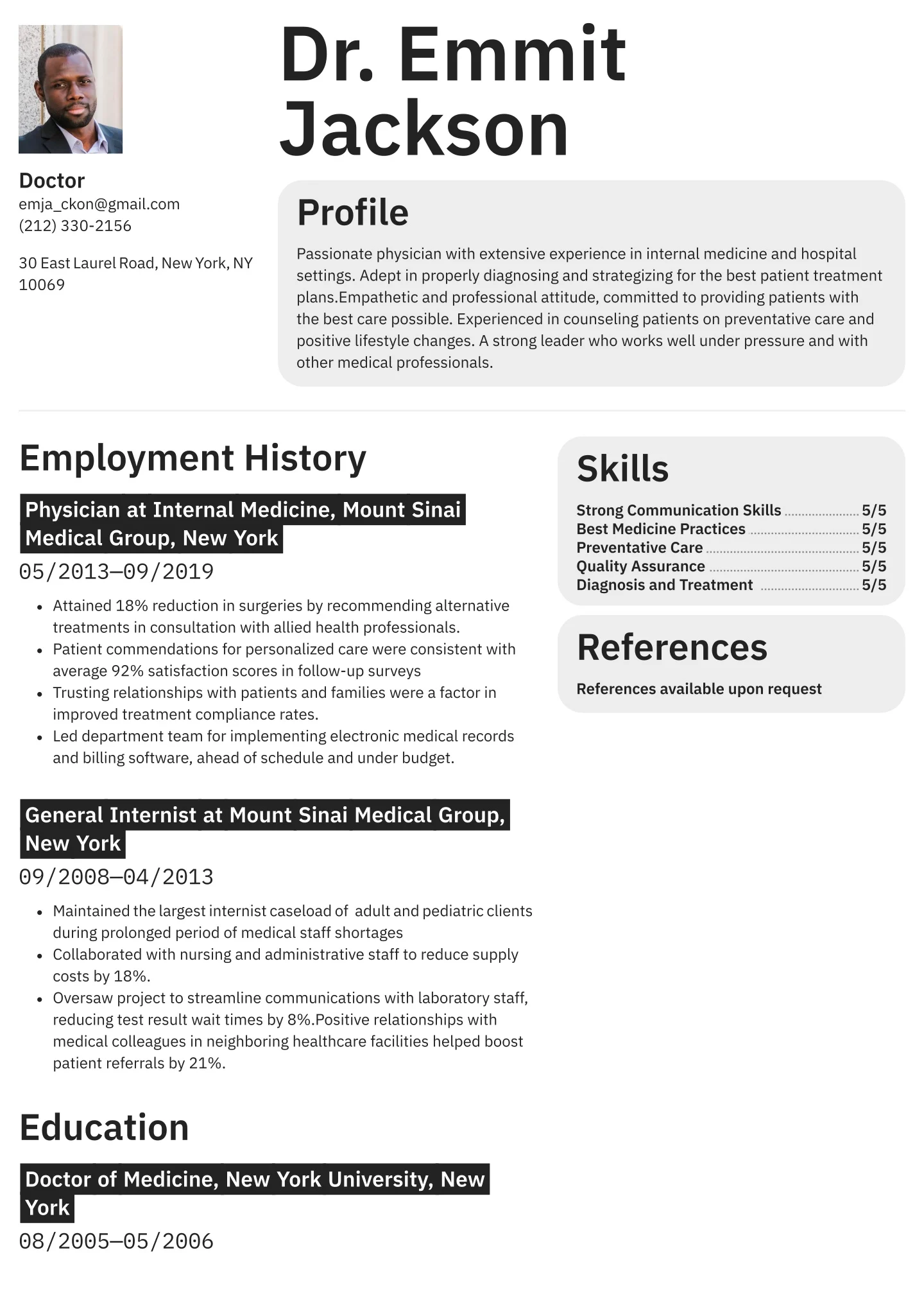 [Screenshot: Example of a health article showing an author bio with professional credentials, including &ldquo;Reviewed by Dr. [Name], Board-Certified Physician&rdquo;]