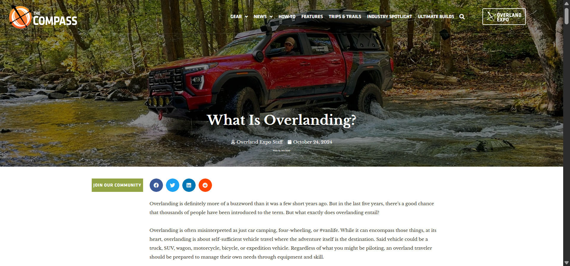 [Screenshot: An example TOFU blog post titled &ldquo;What Is Overlanding?&rdquo; with an engaging hero image and clear subheadings]
