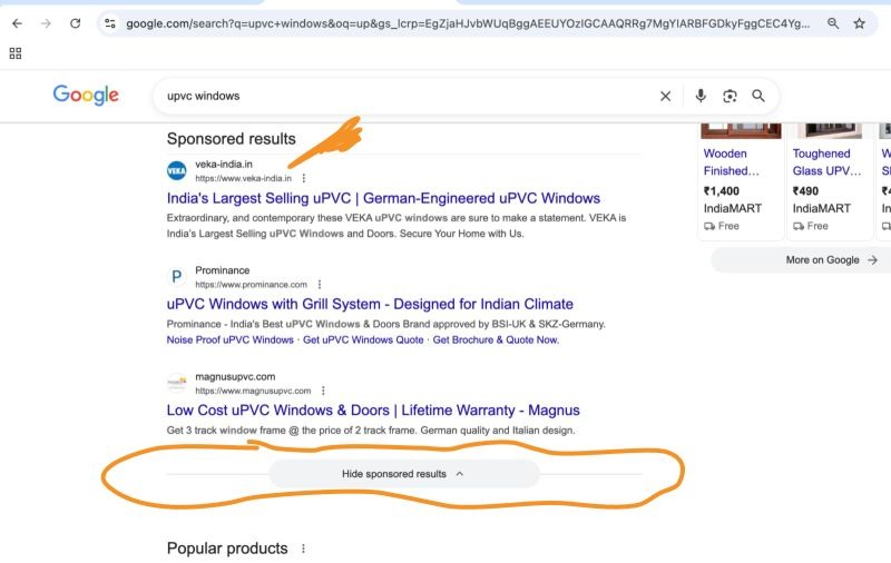 [Screenshot: Google search results for &ldquo;project management software&rdquo; showing sponsored ads at the top with the &ldquo;Sponsored&rdquo; label highlighted]
