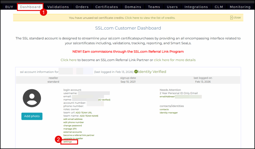[Screenshot: hosting provider dashboard showing auto-renewal status for TLS certificate]