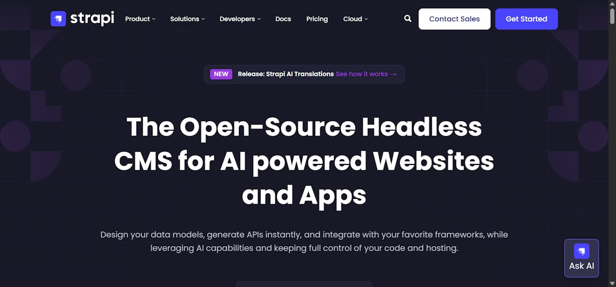 [Screenshot: Example of a headless CMS interface like Contentful or Strapi, showing structured content fields without any visual layout]