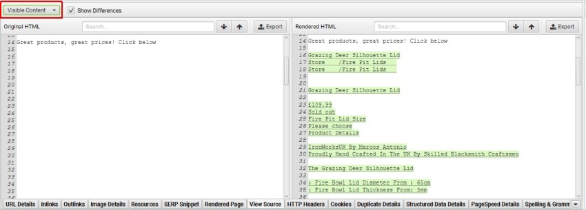 [Screenshot: Chrome &ldquo;View Page Source&rdquo; comparison&mdash;left side shows SSR with full HTML content visible, right side shows CSR with empty div and script tags]