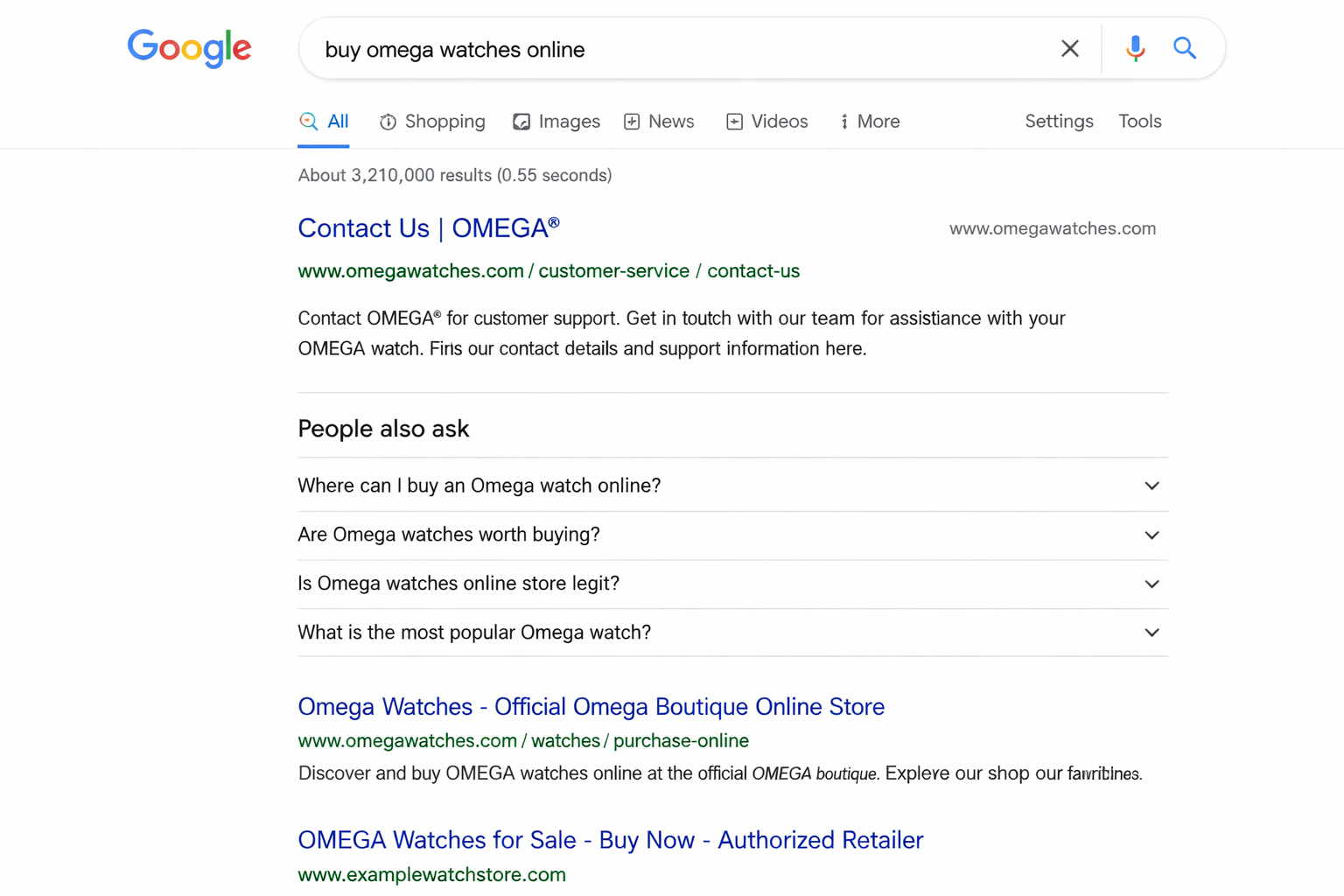 [Screenshot: Google SERP showing a branded query where the ranking page doesn&rsquo;t match the searcher&rsquo;s likely intent]
