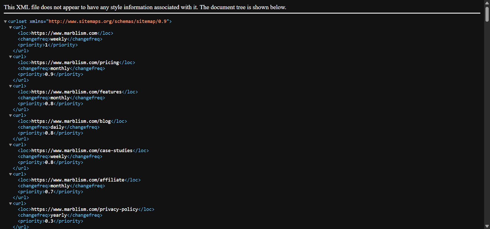 [Screenshot of a site&rsquo;s page hierarchy or sitemap to illustrate identifying key pages]
