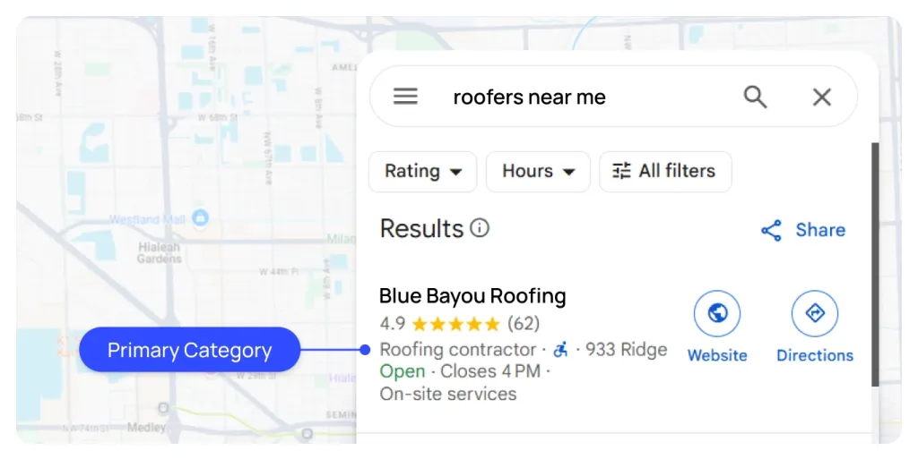 [Screenshot: The Google Business Profile editor showing the fields for category, hours, and services]