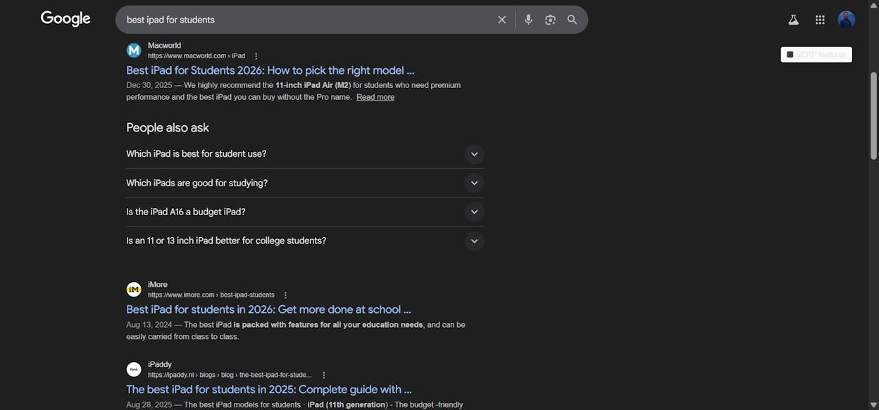 [Screenshot: Google &ldquo;People Also Ask&rdquo; section for a product-related query]