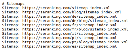 [Screenshot: A robots.txt file in a browser showing the Sitemap directive with the URL highlighted]