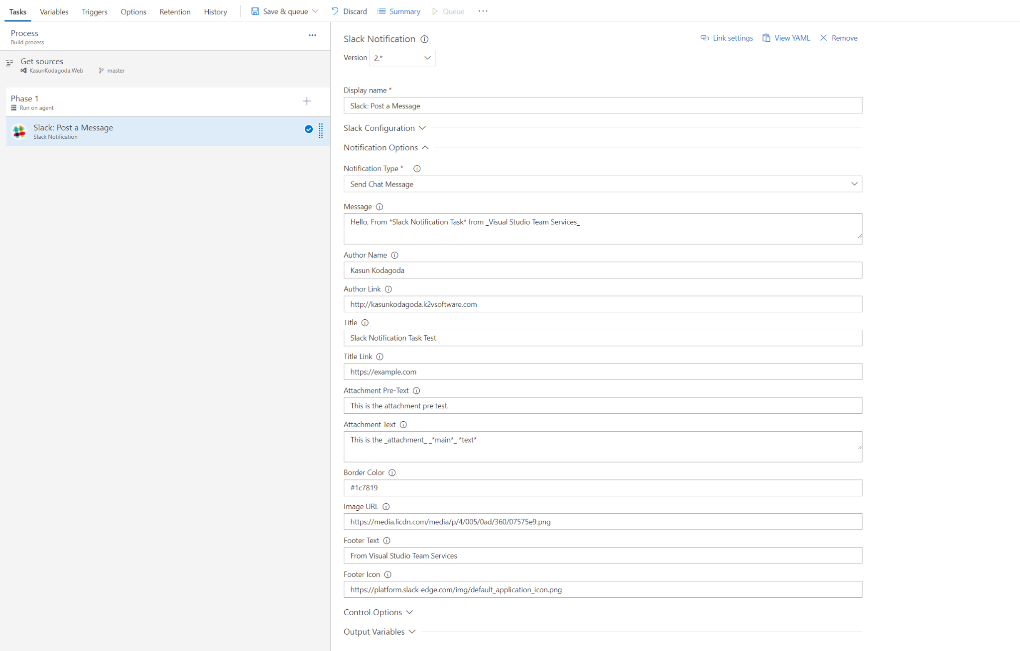 [Screenshot: Slack notification showing a writer submission alert with article title and link]