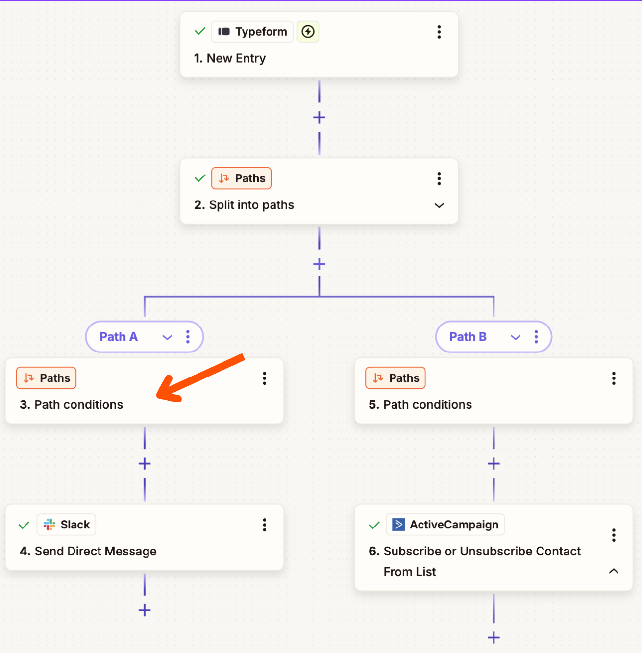 [Screenshot: Zapier workflow showing conditional email logic based on review count]