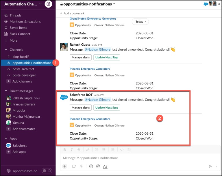 [Screenshot: Slack channel showing a content idea message and the bot&rsquo;s confirmation reply with an Airtable link]