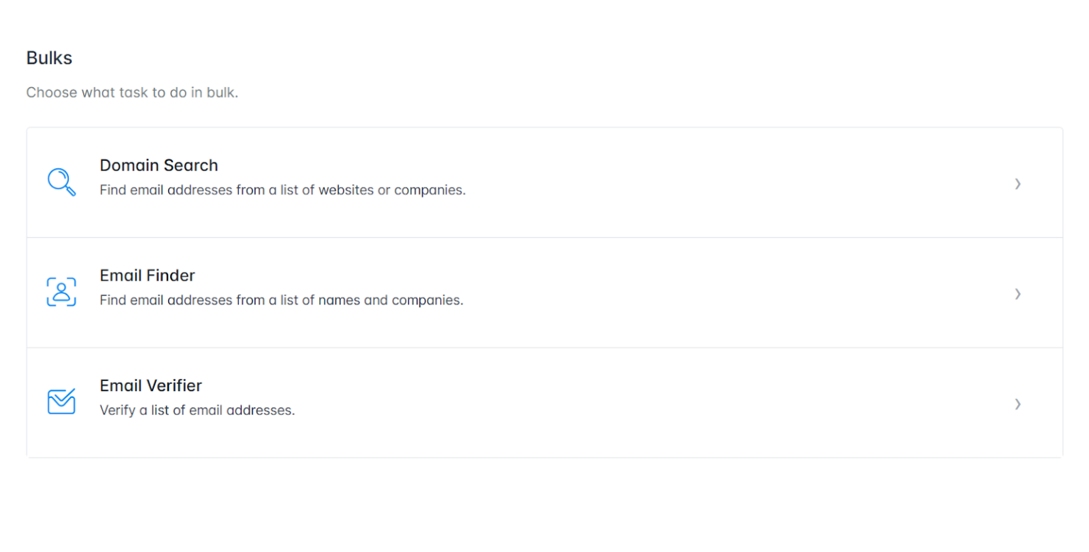 [Screenshot description: Hunter.io Domain Search showing verified email addresses for a website]