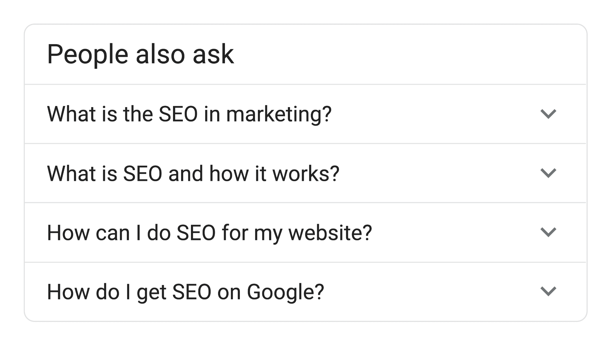 [Screenshot of Google People Also Ask results for a broad topic showing related questions]