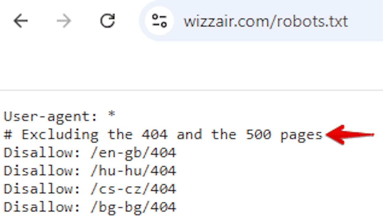 [Screenshot: A robots.txt file in a browser showing Disallow rules]