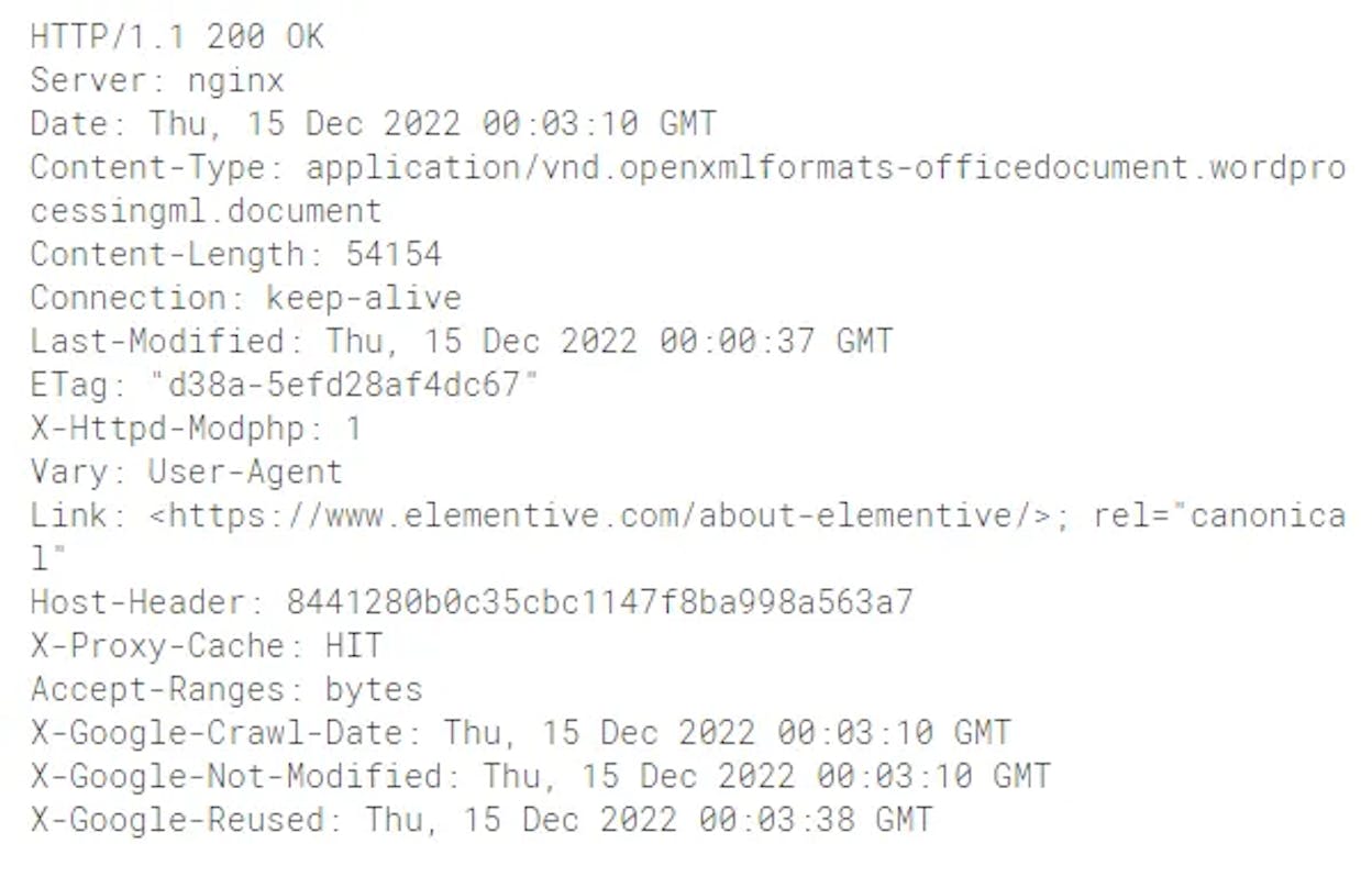 [Screenshot: Browser developer tools showing the HTTP response headers for a page, with X-Robots-Tag highlighted]