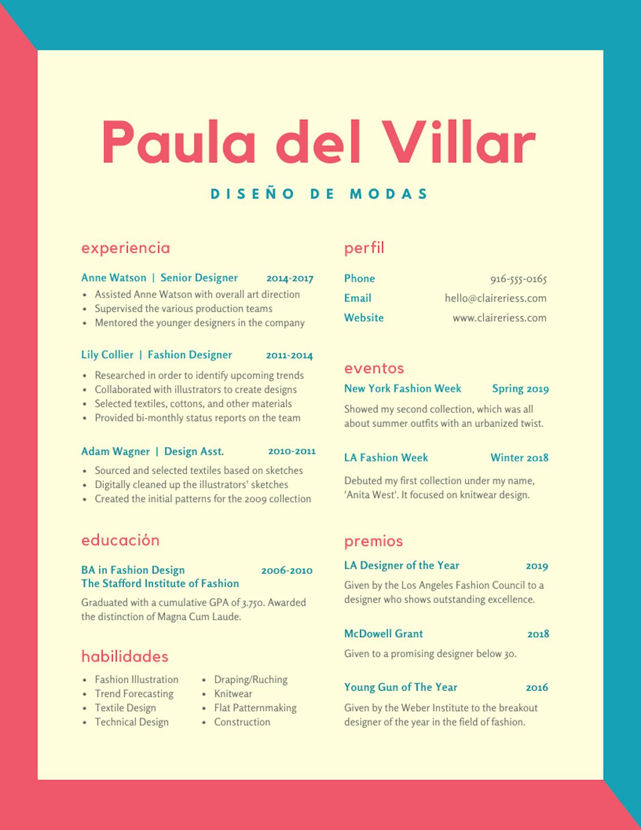 [Screenshot: Canva&rsquo;s Mexican Spanish resume templates page showing vibrant, colorful design]