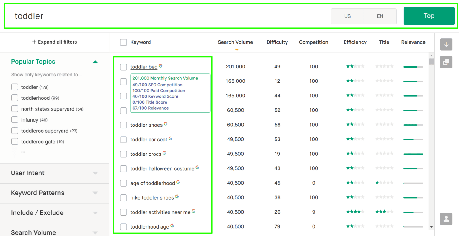 [Screenshot of a keyword research tool showing how to enter multiple service keywords and filter by location to get franchise-relevant keyword results]