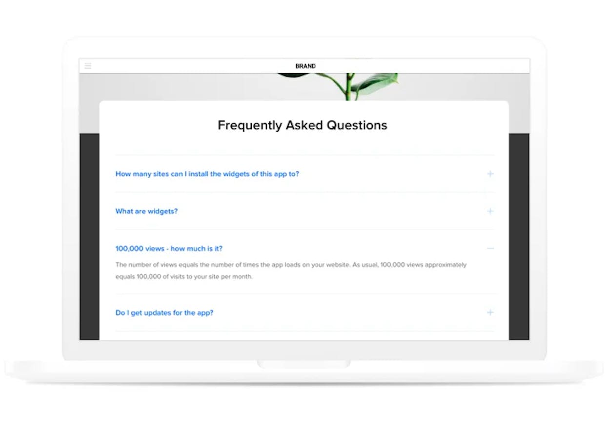 [Screenshot: Close-up of an FAQ accordion answer that includes an internal link to a related blog post]