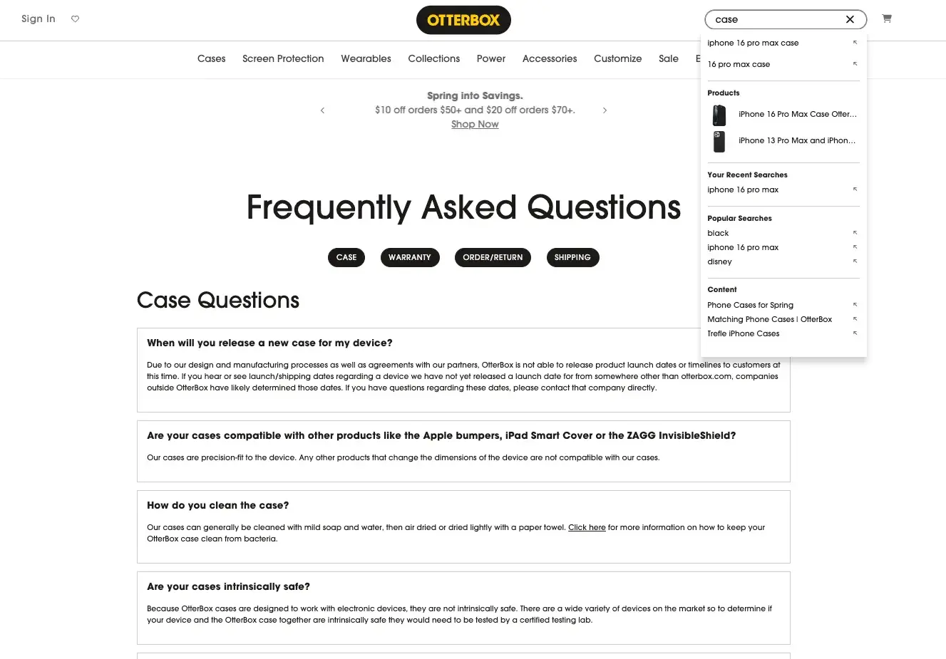 [Screenshot: Example of an FAQ section on a product page, with questions related to pricing, features, or return policies]
