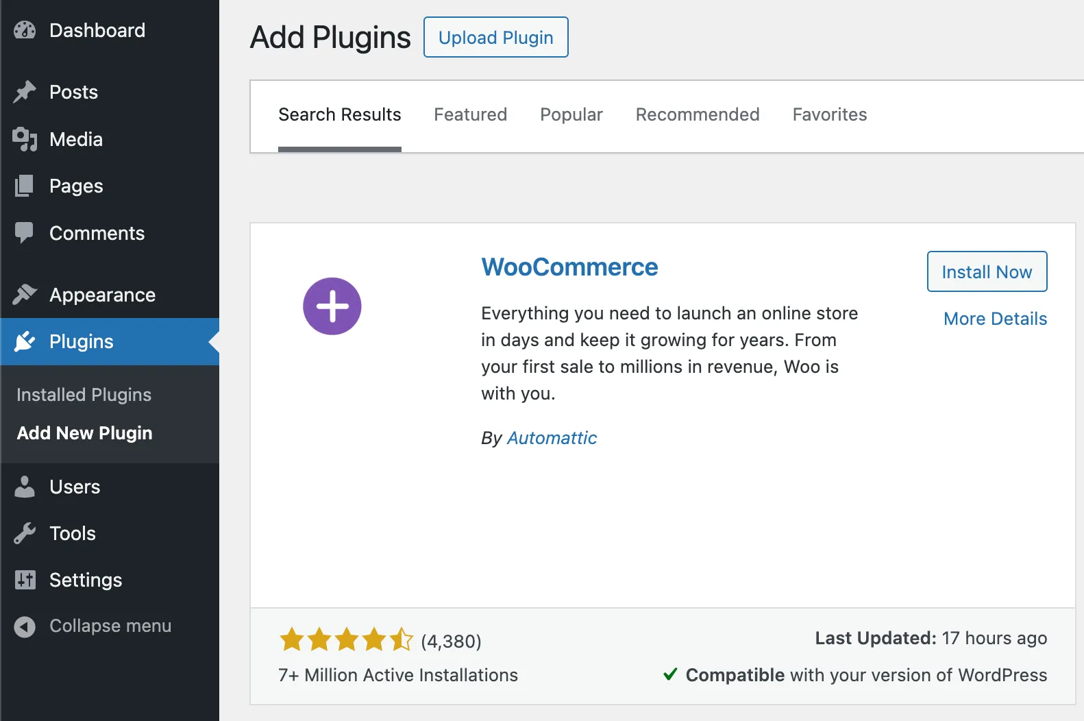 [Screenshot: WordPress dashboard showing a typical affiliate blog setup with key plugins installed]