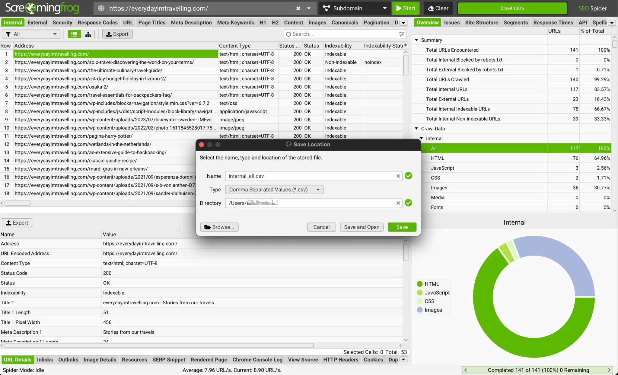 [Screenshot: Site audit or crawl report showing internal link counts per page &mdash; e.g., Screaming Frog or a similar tool&rsquo;s internal linking report]