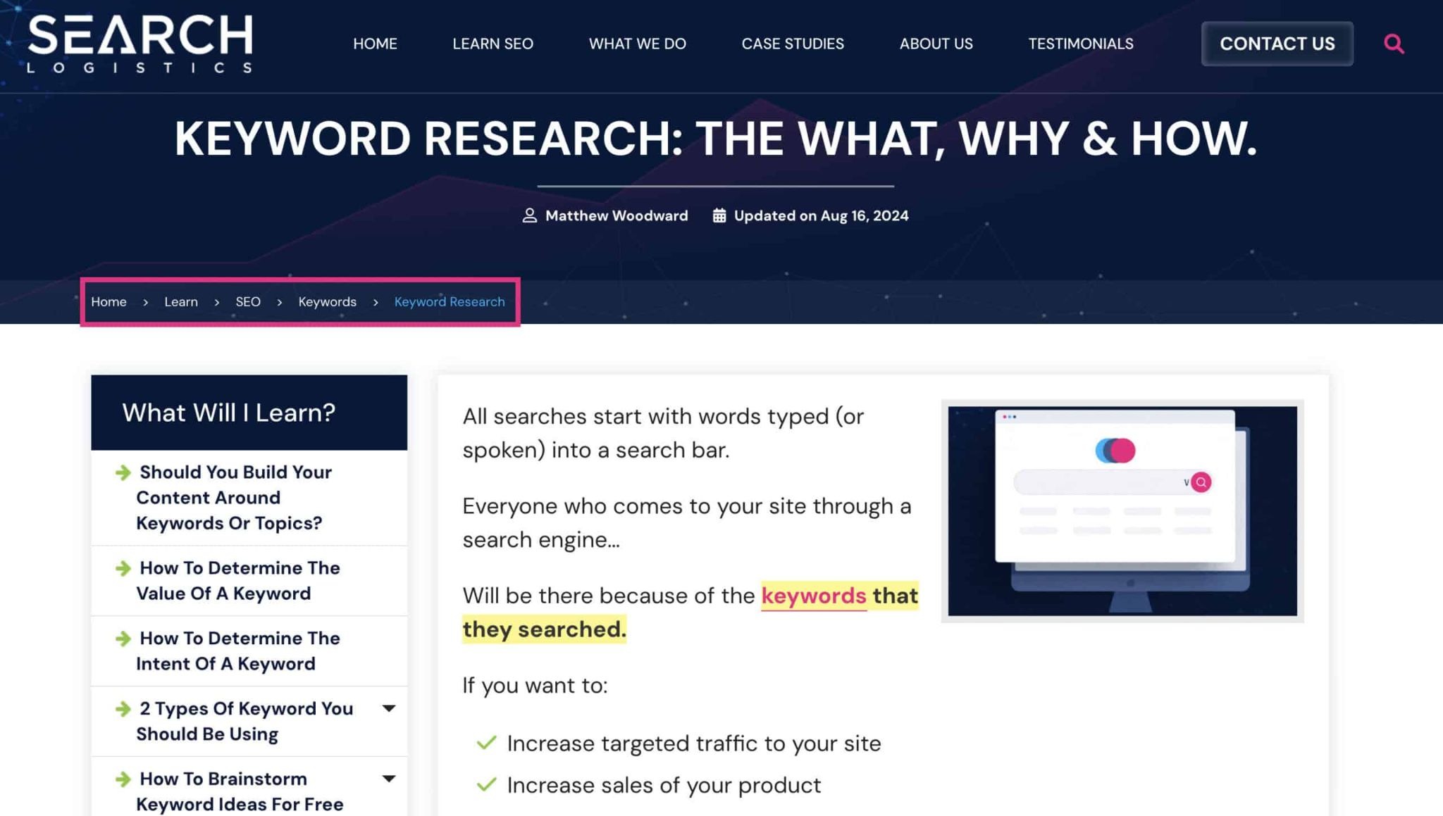 [Screenshot: Example of breadcrumb navigation on a website, showing the path Home > Products > Feature Name]