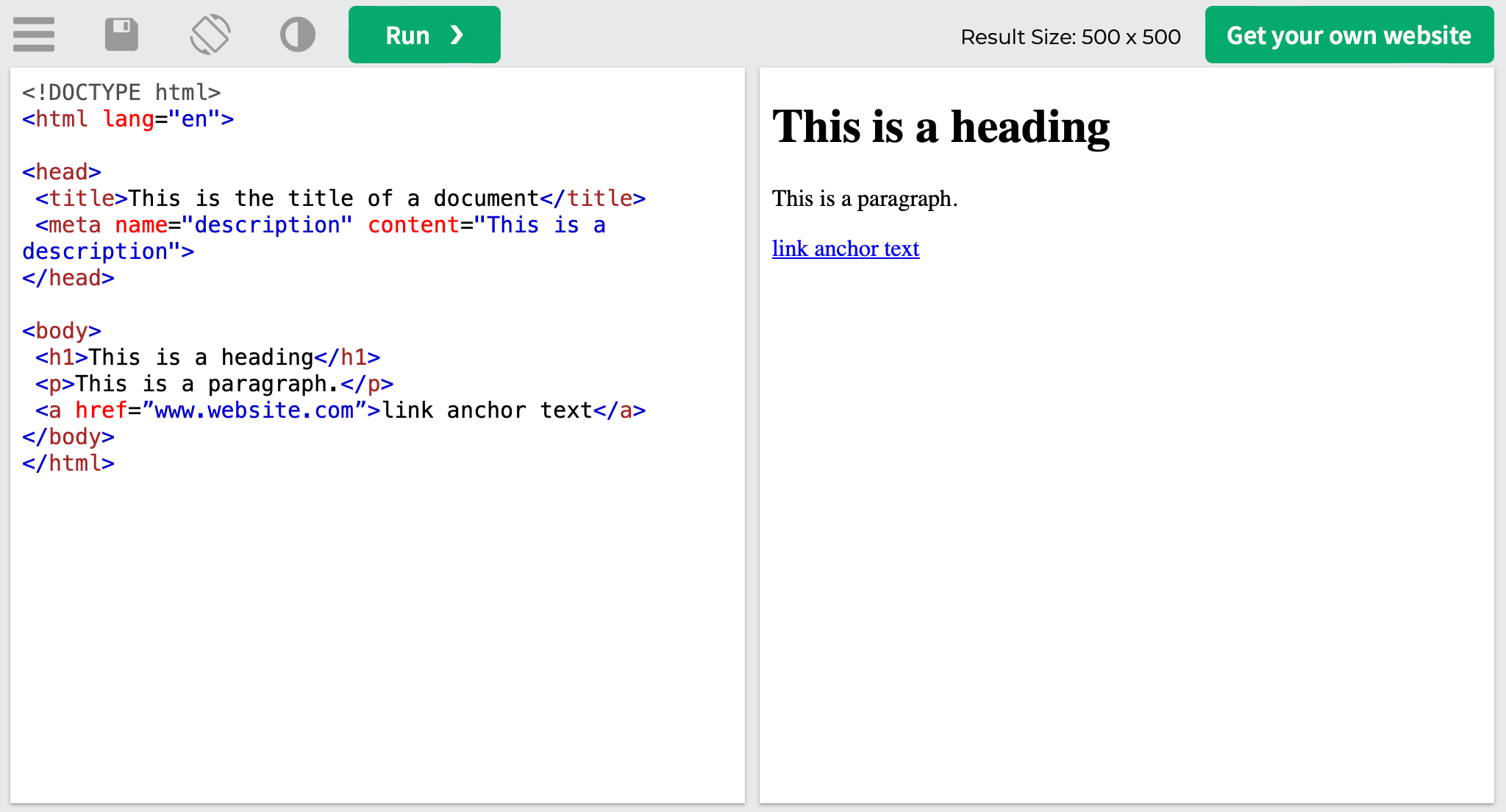 [Screenshot: HTML source code showing a well-optimized title tag in the head section of a webpage]