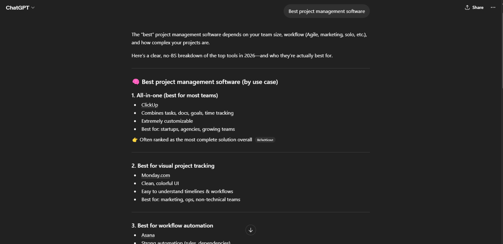 [Screenshot: ChatGPT or Claude responding to a seed keyword brainstorming prompt for a specific industry]