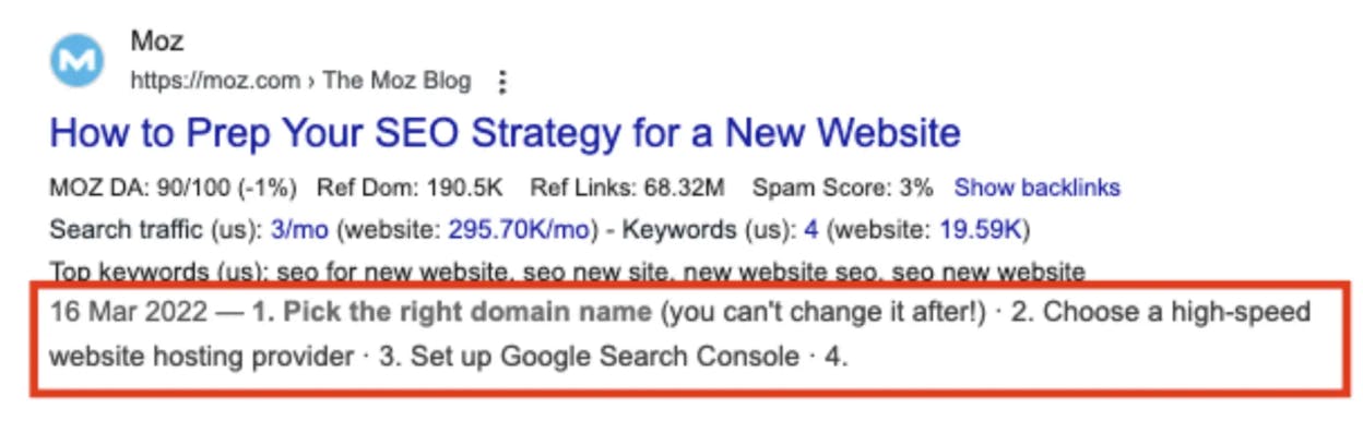 [Screenshot: Meta description issues in a crawl tool showing pages with missing descriptions]