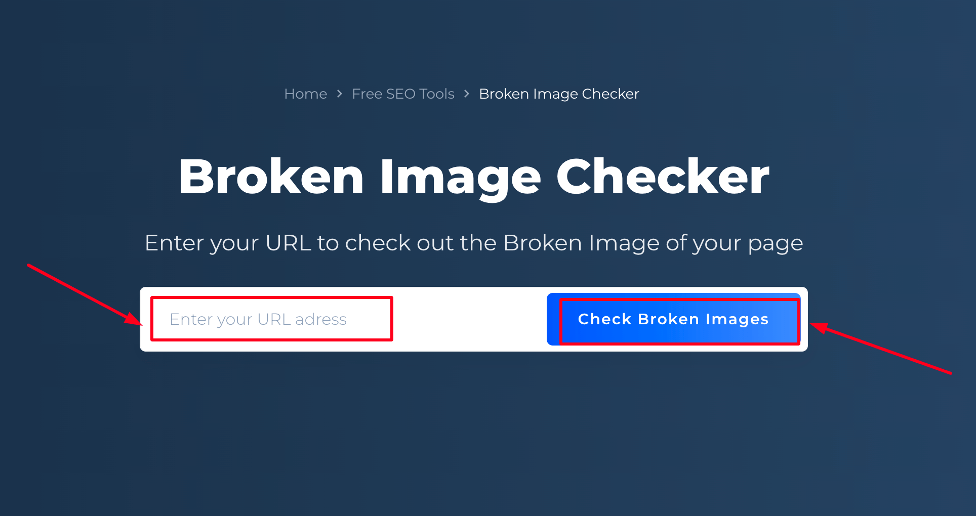[Screenshot: Broken images report in a crawl tool showing URLs with broken image references]
