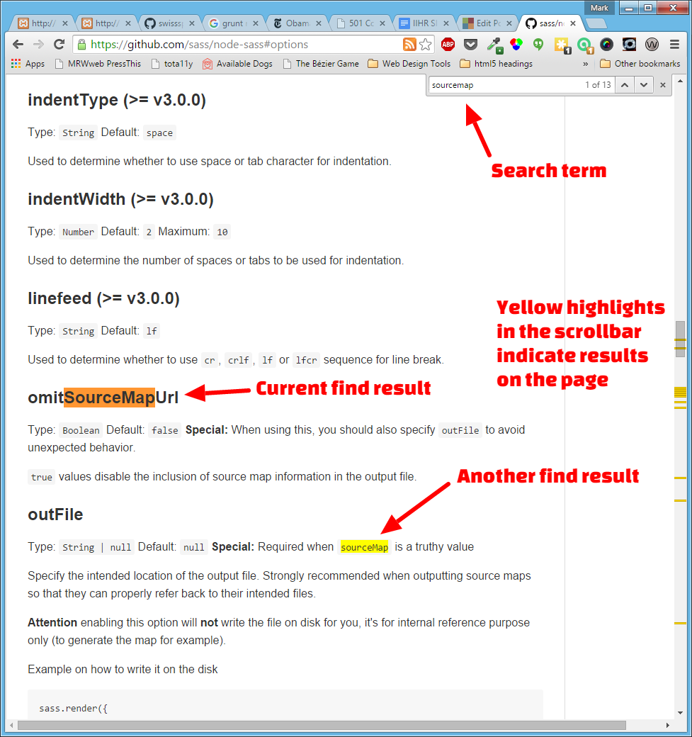 [Screenshot: Using Ctrl+F (or Cmd+F) on a high-traffic blog post to search for a keyword phrase that could be turned into an internal link to a new article]