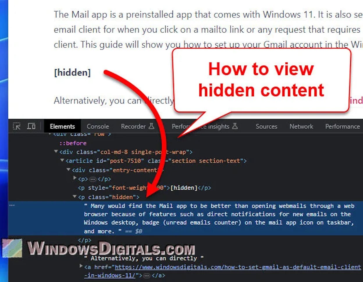[Screenshot: Browser inspect element view revealing hidden links in a website&rsquo;s footer &mdash; white text on white background with dozens of keyword-rich anchor texts]