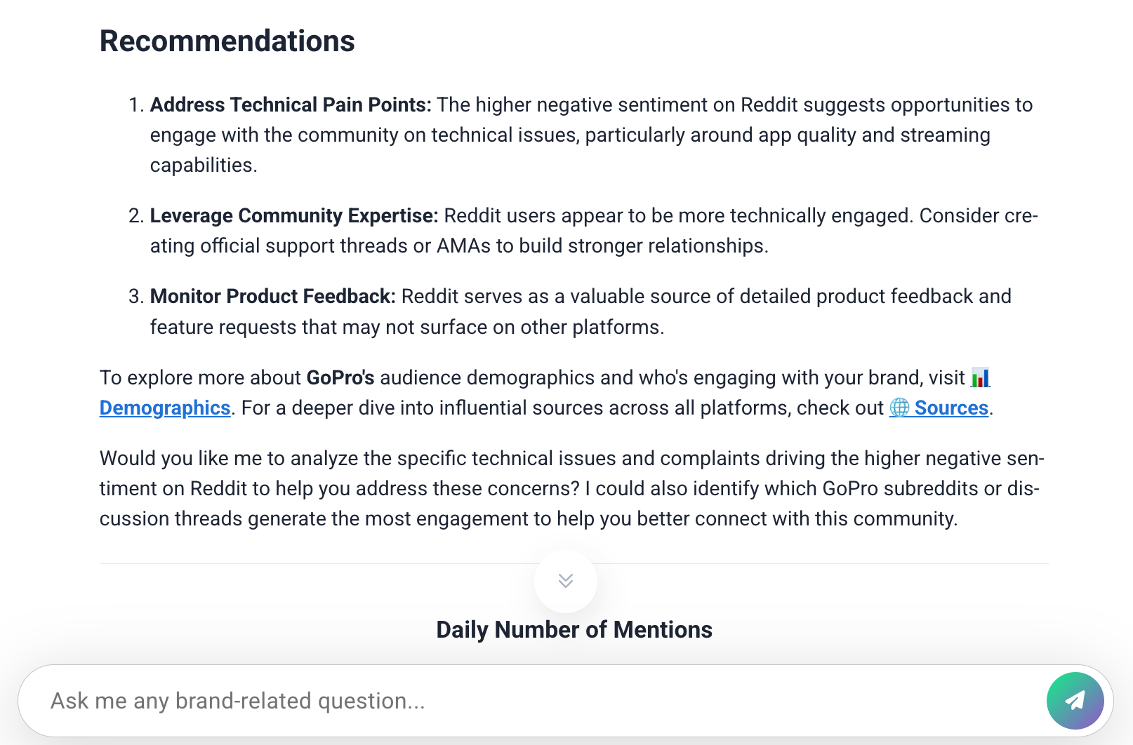 [Screenshot: Community Recommendations module pulling Reddit threads with highlighted quotes]