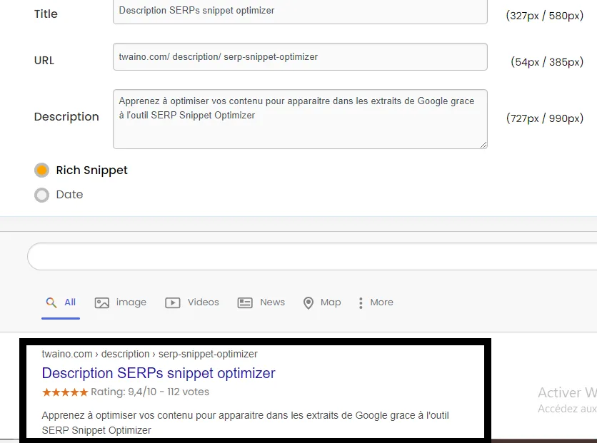 [Screenshot: Use a SERP snippet simulator tool to preview your title tag and meta description at different character lengths. Check both desktop and mobile views.]