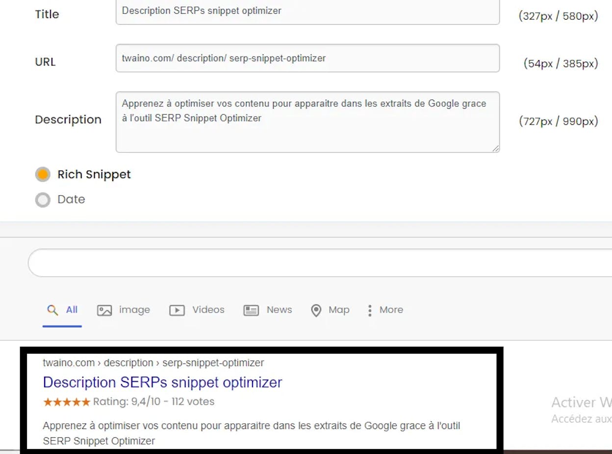 [Screenshot: Use a SERP snippet simulator tool to preview your title tag and meta description at different character lengths. Check both desktop and mobile views.]