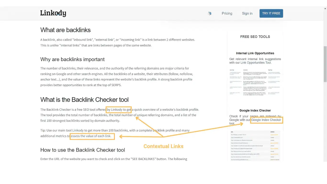 [Screenshot: Your CMS or blog editor showing a contextual internal link being added from an existing blog post to a holiday deals page, with anchor text highlighted]