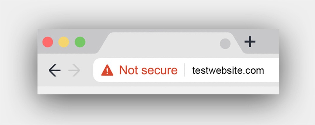 [Screenshot: Chrome browser showing &ldquo;Not Secure&rdquo; warning on an HTTP page]