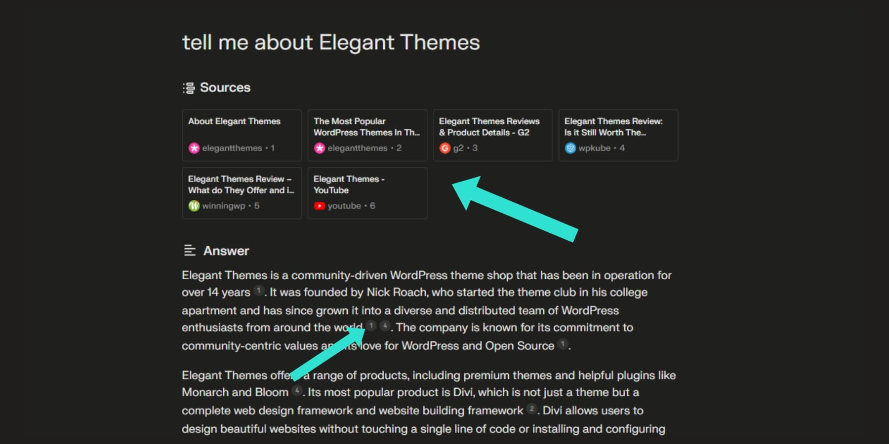 [Screenshot: A Perplexity conversation where it provides a real-time answer with source citations]
