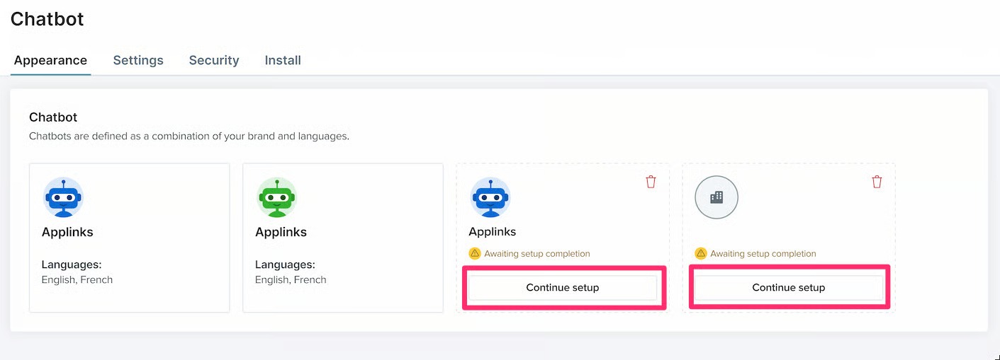 [Screenshot: Drift&rsquo;s chatbot hub page showing the high-level overview content with links to subpages]