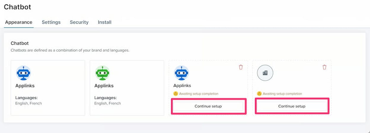 [Screenshot: Drift&rsquo;s chatbot hub page showing the high-level overview content with links to subpages]