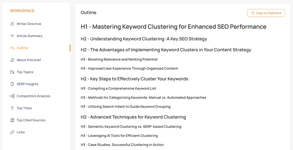 [Screenshot: A SERP or existing article showing a list of 8-12 subtopics under a broad topic, demonstrating appropriate hub breadth]