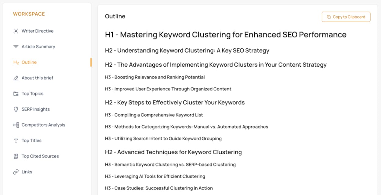 [Screenshot: A SERP or existing article showing a list of 8-12 subtopics under a broad topic, demonstrating appropriate hub breadth]