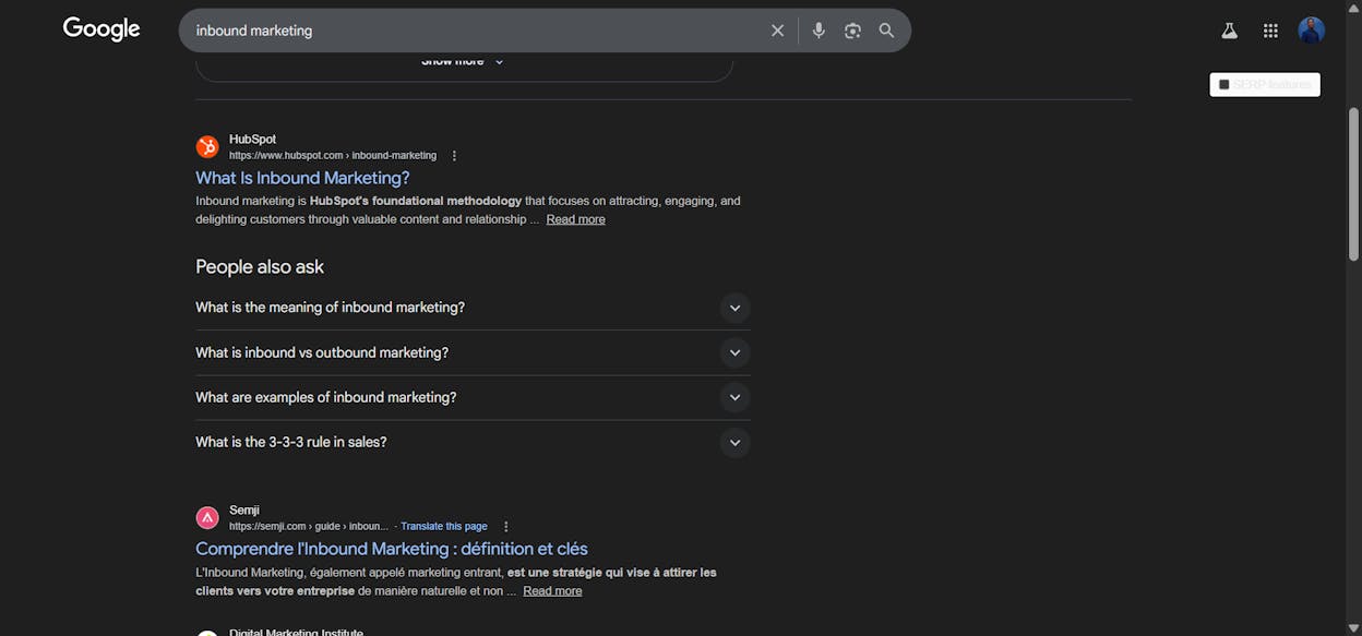 [Screenshot: Google search showing Autocomplete suggestions, People Also Ask section, and Related Searches]