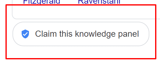 [Screenshot of the &ldquo;Claim this knowledge panel&rdquo; button at the bottom of a Google Knowledge Panel]