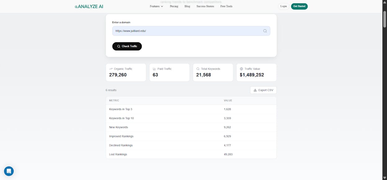 [Screenshot: A site structure report showing traffic distribution across subfolders like /blog/, /tools/, /templates/, /resources/, with traffic percentages for each]