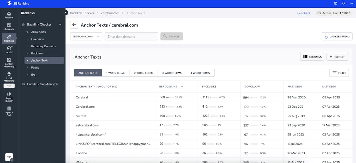 [Screenshot: A backlinks report showing referring pages sorted by the referring page&rsquo;s own organic traffic, with columns for anchor text, link type, and page traffic]