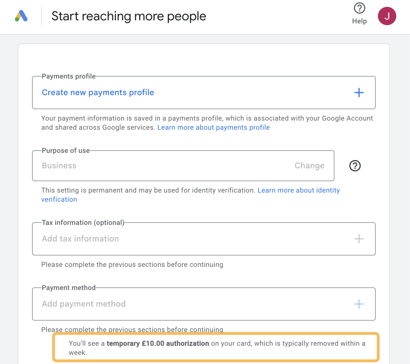 [Screenshot: Payment authorization screen showing temporary hold notice]