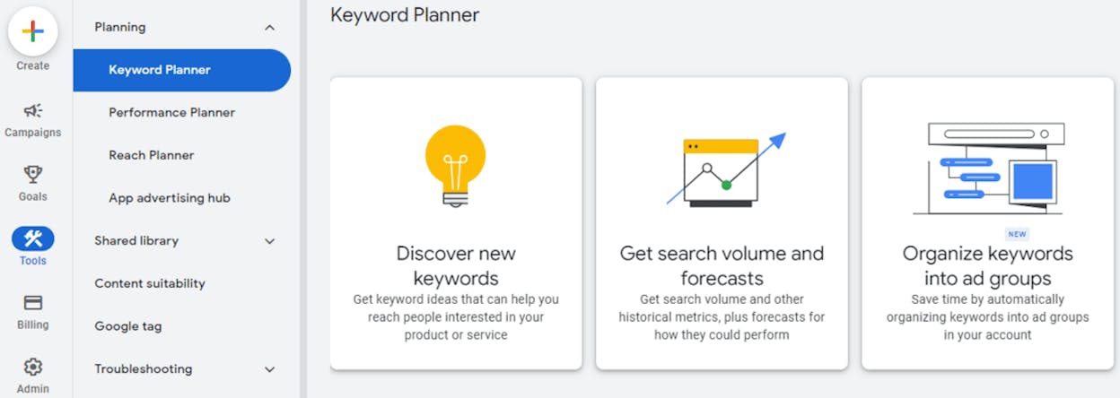 [Screenshot: Google Keyword Planner or any keyword research tool showing search volume and keyword difficulty for &ldquo;content optimization&rdquo; and related terms]