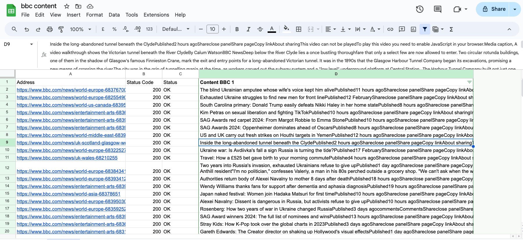 [Screenshot: Google Natural Language API demo showing entity extraction from a paragraph of text, with entity types, salience scores, and Wikipedia links]