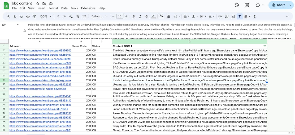 [Screenshot: Google Natural Language API demo showing entity extraction from a paragraph of text, with entity types, salience scores, and Wikipedia links]